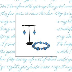 LISA LYNN DESIGNS Handmade Ocean Blue pearl bead earring and bracelet set